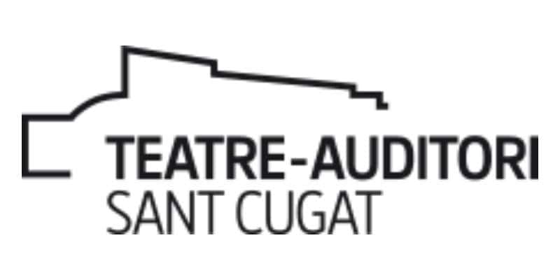 Logotipo con un dibujo lineal de un edificio sobre el texto «TEATRE-AUDITORI SANT CUGAT», en letra negrita y normal.