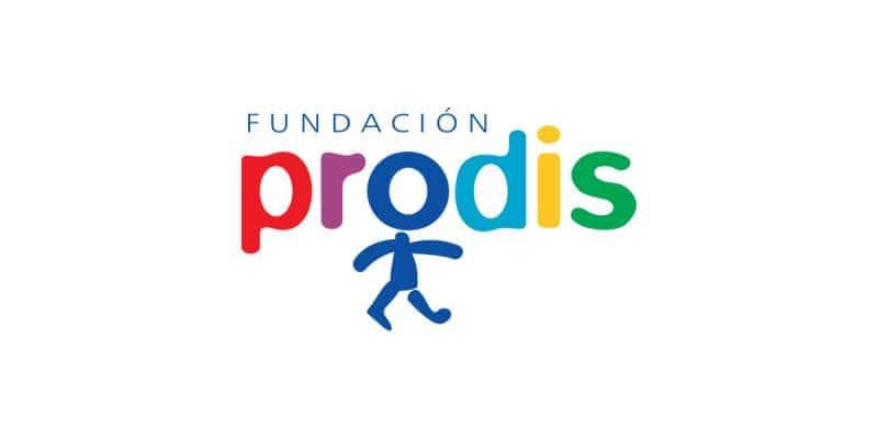 Logotipo de la Fundación Prodis con la palabra «prodis» en letras de colores y una figura esquemática azul debajo. La palabra «FUNDACIÓN» aparece en letra más pequeña en la parte superior.
